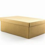 Brown shoe box on white background with clipping path. For shoes, electronic device and other products.